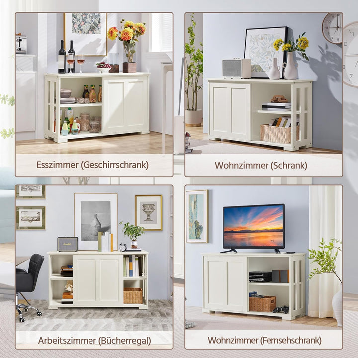 Yaheetech Sideboard Beistellschrank Kommode Esszimmerschrank Schrank mit Schiebetüren 106,7 * 33 * 6