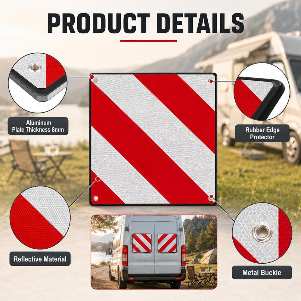 Warntafel Fahrradträger, ZMCVOE 2 in 1 Warntafel Italien Spanien, Warnschild Fahrradträger, Reflekti