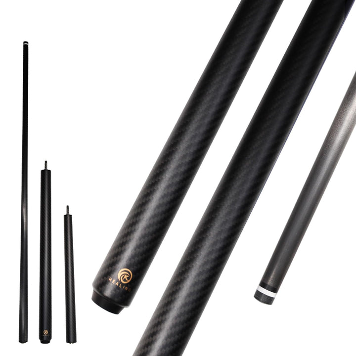 OKHEALING Carbon Fibre Billardqueue, 147cm, 12.4mm Kopf, für Amateur und Profi Billardspieler (mit H