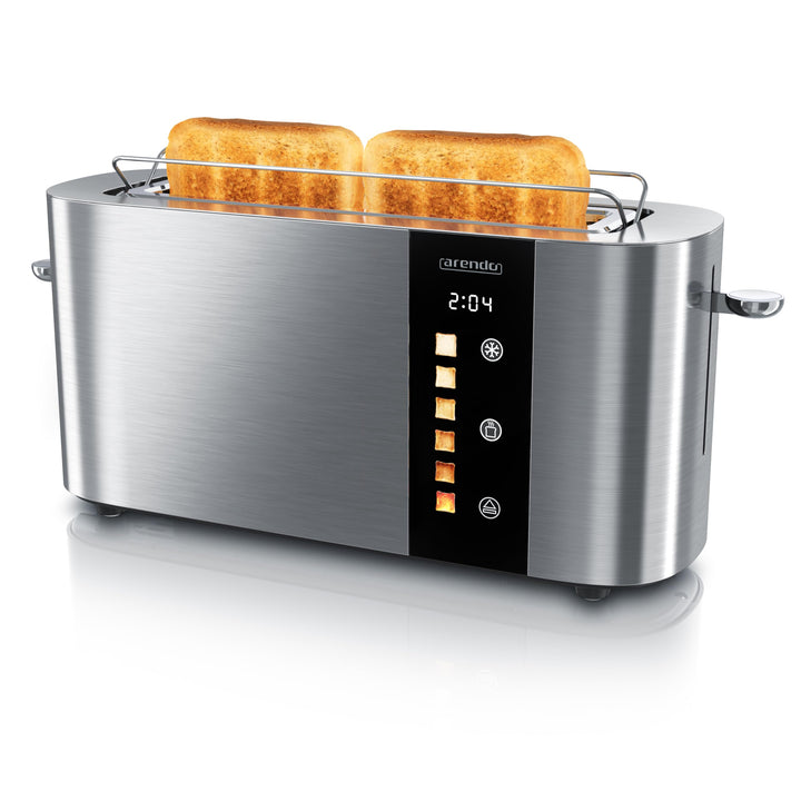 Arendo - Edelstahl Toaster 2 Scheiben Langschlitz - Touchscreen – Doppelwandgehäuse – Integrierter B