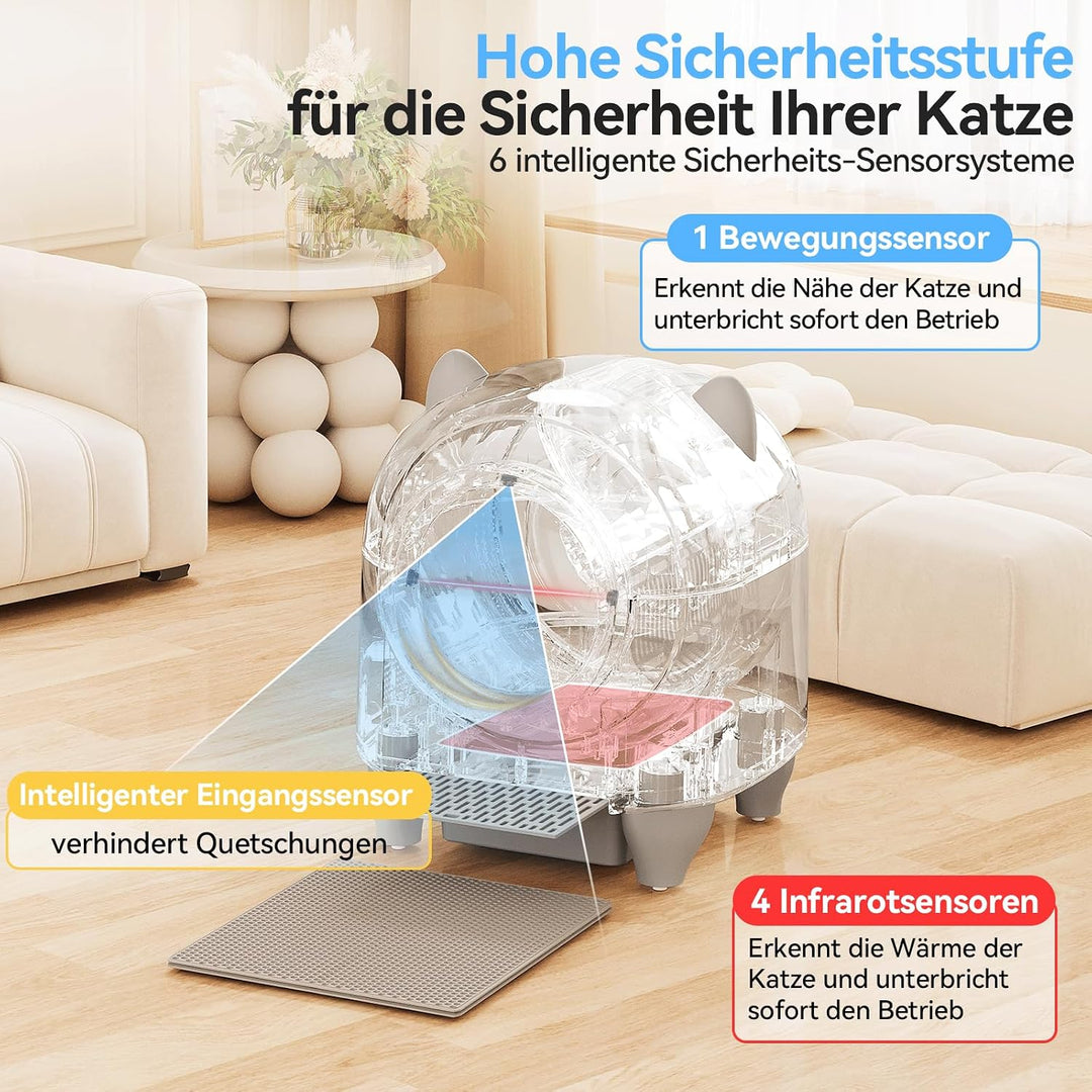 Devoko Selbstreinigendes Katzenklo, 90 l, Elektrisch, mit Müllbeuteln und Matte, Grosse Kapazität, S