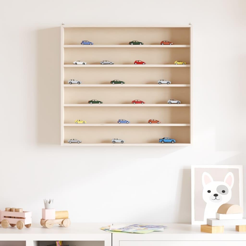 vidaXL Sammlervitrine aus Holz mit 6 Regalen, Wandvitrine für Wohnzimmer Esszimmer Schlafzimmer, Wan