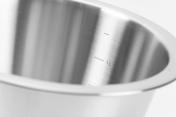 Edelstahltopf, Chrom-Nickel-Edelstahl, platzsparend, Induktionstopf für alle Herdarten, Innenskalier