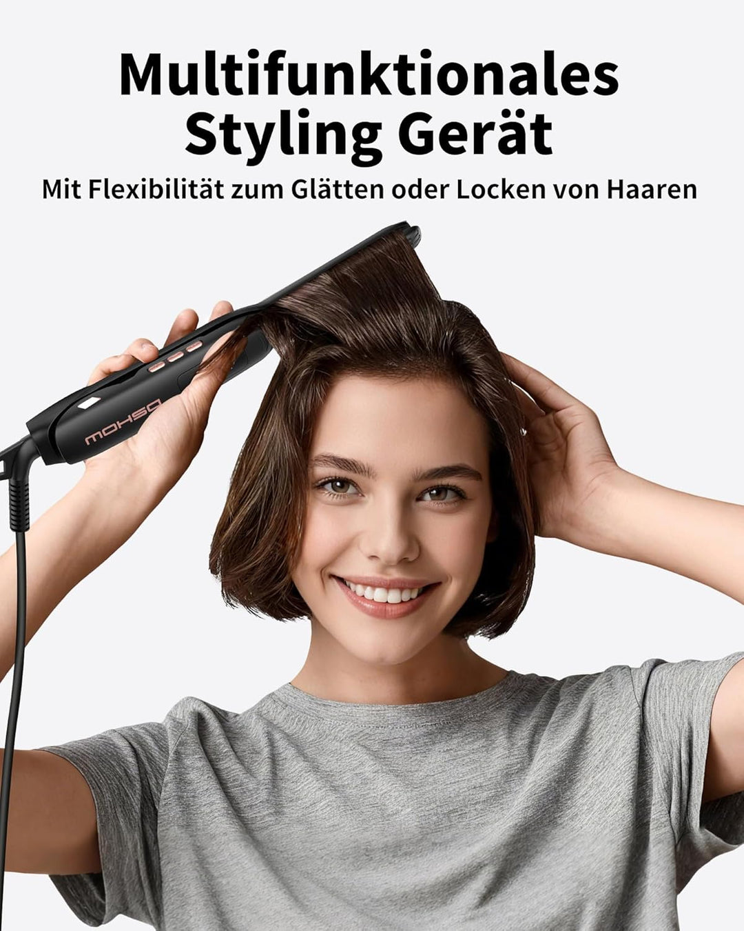 DSHOW Glätteisen für kurze haare, Haarglätter, Kleiner Haarglätter 2 in 1, Bart und pony, Glätteisen