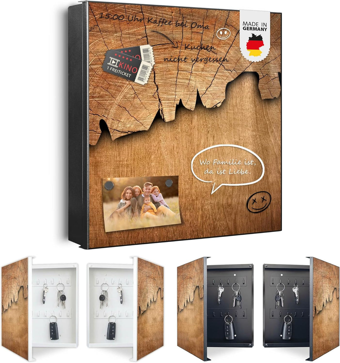 banjado Grosser Schlüsselkasten Glas - Schlüsselbox 30x30cm mit 50 Haken - Schlüsselkasten modern fü