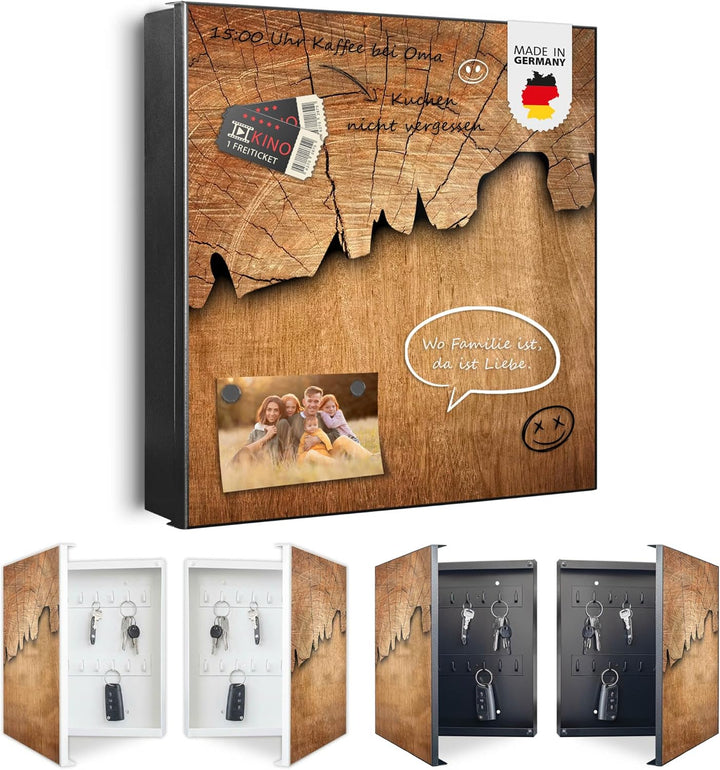 banjado Grosser Schlüsselkasten Glas - Schlüsselbox 30x30cm mit 50 Haken - Schlüsselkasten modern fü