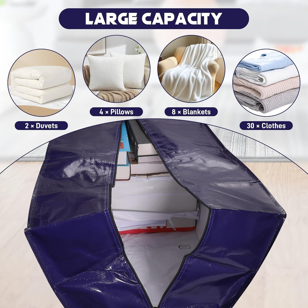 4Stk Umzugstaschen, 92L Aufbewahrungstasche xxl mit Reissverschluss, Durable Wasserdicht Grosse Tasc