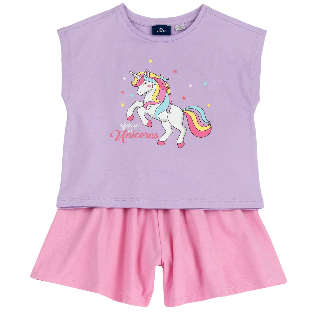 Chicco Mädchen Completo T-shirt E Pantaloncino T-shirt and shorts (1er Pack) 10 Jahre Flieder / Lila