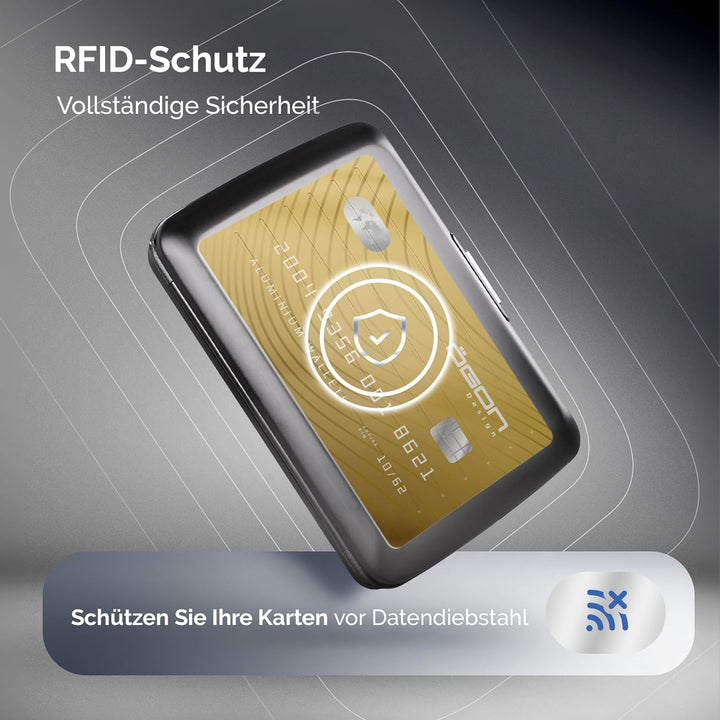 ÖGON Smart Wallets - Stockholm V2 Aluminium Geldbörse - Metallverschluss - RFID Blockierung Kartenet