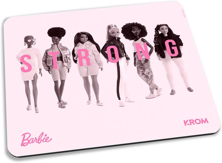 KROM Maus und -Mausunterlage Barbie Edition Kandy - Weisse LED-Membrantastatur, Maus optischem Senso