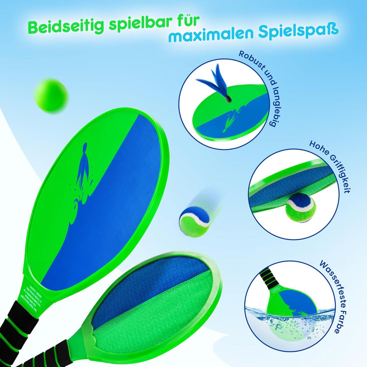U&C Planet Beachball Set Strandtennis Set Paddle Ball Spiel Klettballspiel Strandschlägerset für Kin