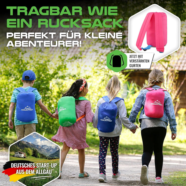 MOUNTREX® Kinderschlafsack - Tragbar wie ein Rucksack - Schlafsack für Kinder (175 x 70 x 45 cm) - O