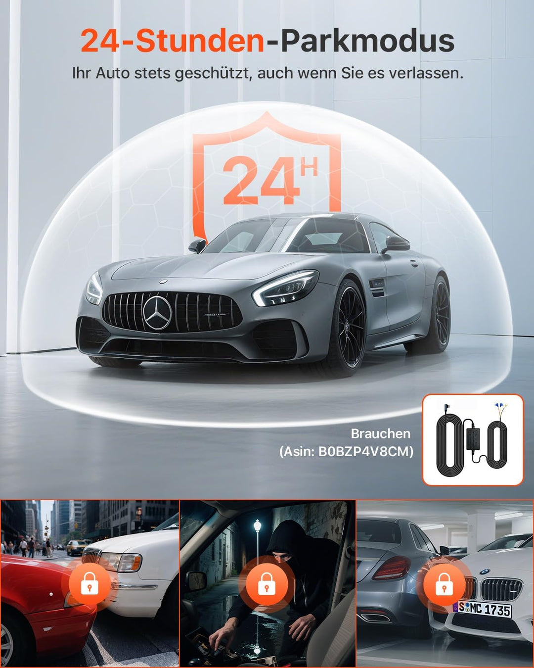 Bestsee 1080P Dashcam Auto Vorne Hinten und Innen mit 64GB SD-Karte, Autokamera mit Parküberwachung,