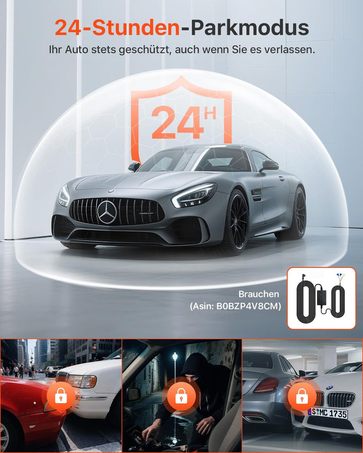 Bestsee 1080P Dashcam Auto Vorne Hinten und Innen mit 64GB SD-Karte, Autokamera mit Parküberwachung,