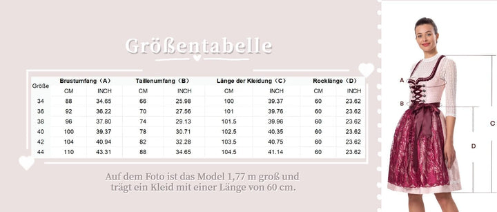 Dirndlwelle Dirndl Damen,Dirndl Schuhe Damen Elegante Kleid für Besondere Anlässe Trachtenkleid Dame