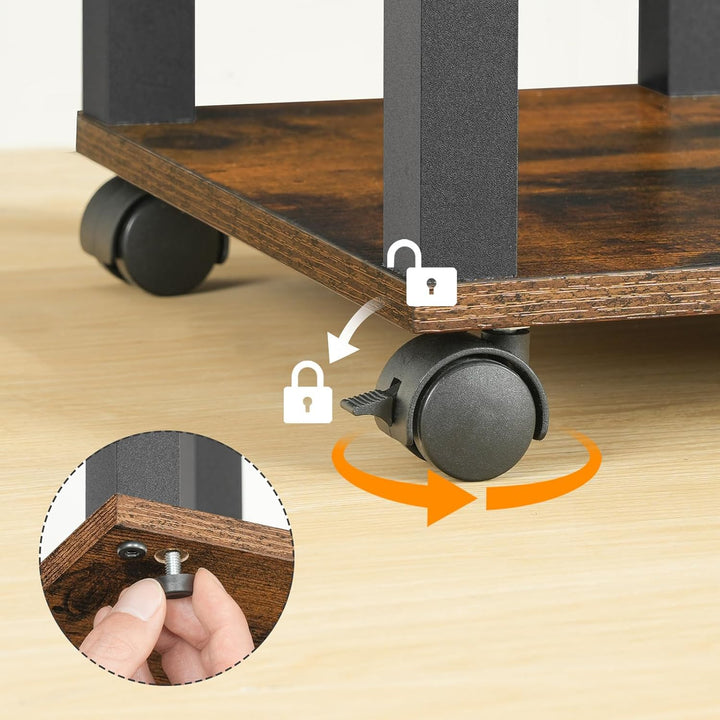 HOOBRO Beistelltisch mit Ladestation, C-Form Sofatisch, Couchtisch für kleine Räume, Schmaler Nachtt
