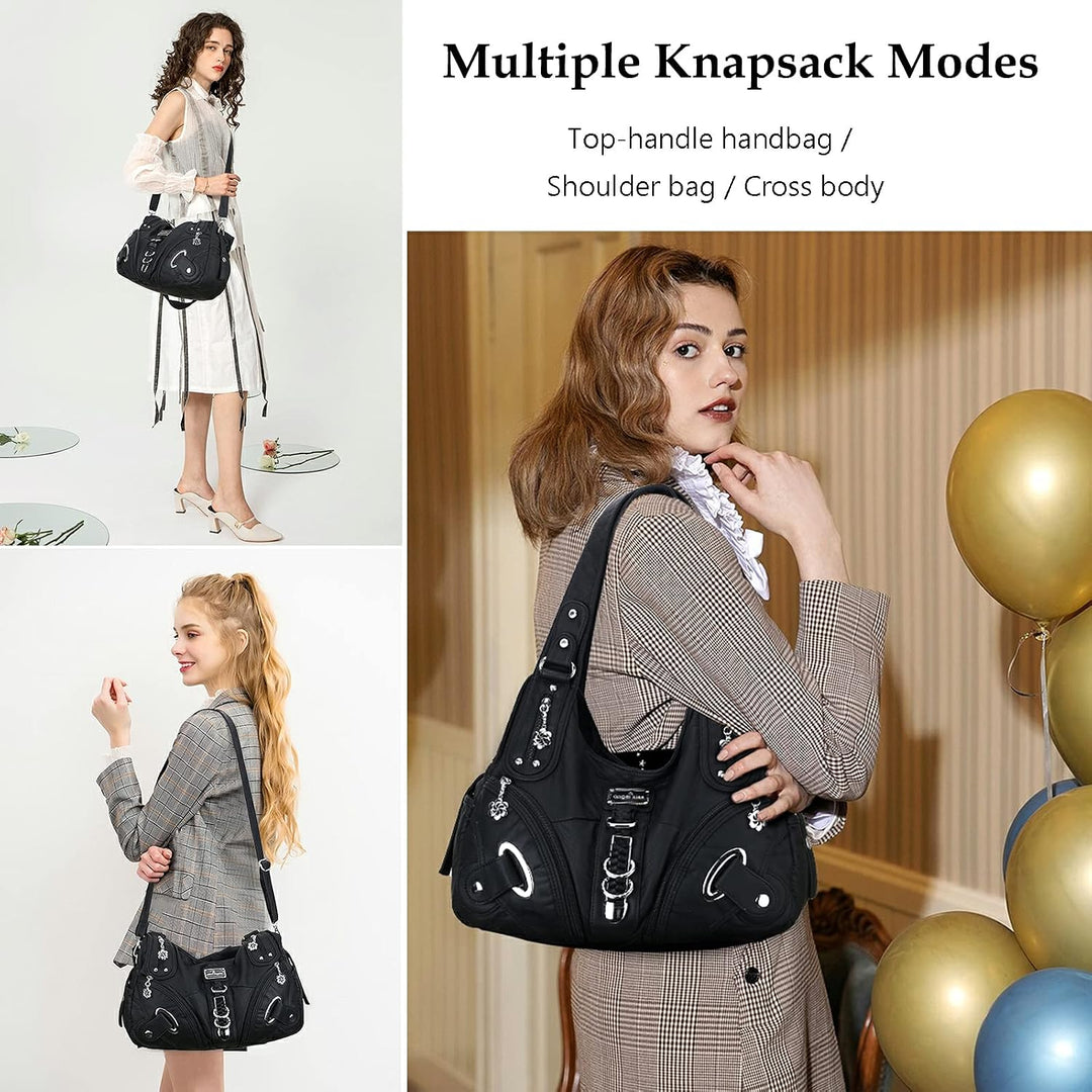 Angel Kiss Damen Schultertasche Hobo Tasche Umhängetaschen Schlusstaschen Henkeltaschen weiches PU L