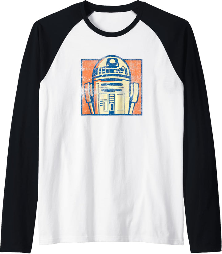 Star Wars R2-D2 Vintage Distressed Retro Cartoon Raglan