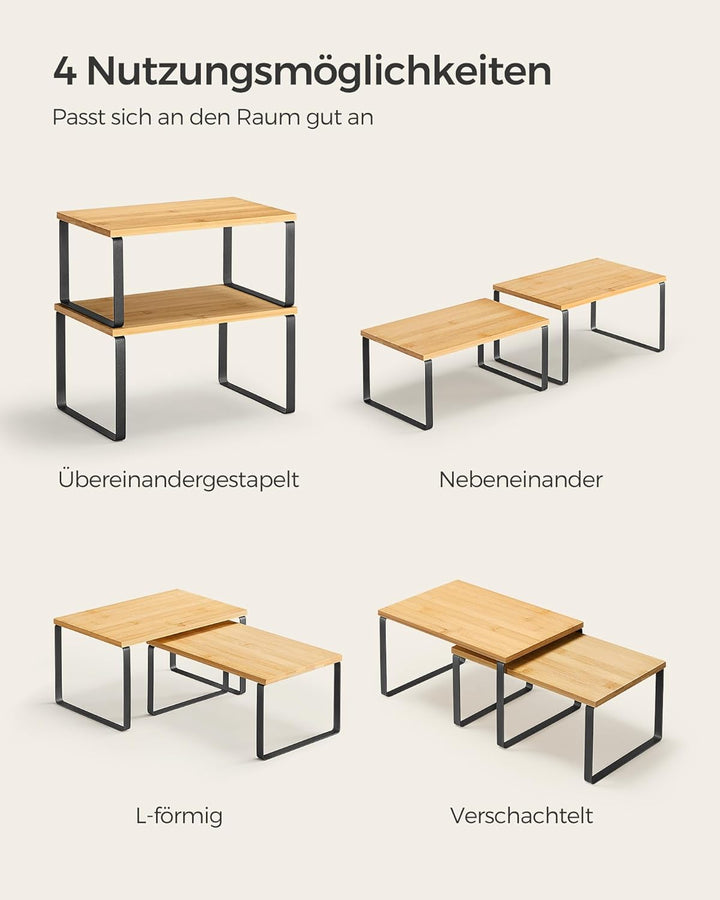 SONGMICS Gewürzregal, 2er Set Küchen-Organizer, Küchenregal, Schrank-Organizer Küche, erweiterbar, k