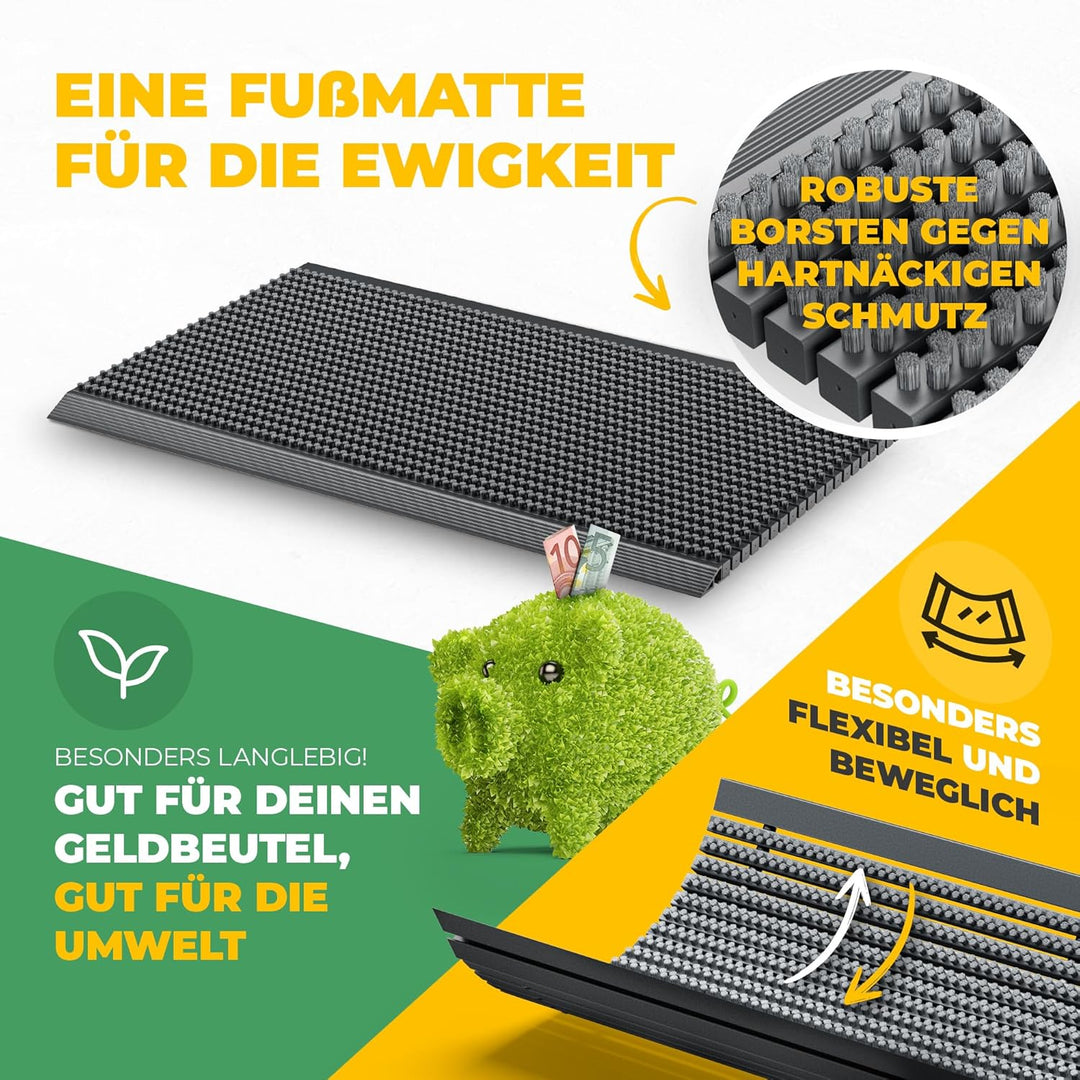 Entrando Fussmatte aussen wetterfest 40x60 cm, Polypropylen Schmutzfangmatte Outdoor, flach und ruts