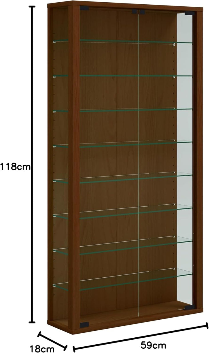 VCM Wandvitrine Sammelvitrine Glasvitrine Wand Vitrine Regal Schrank Glas ohne Beleuchtung Kern-Nuss