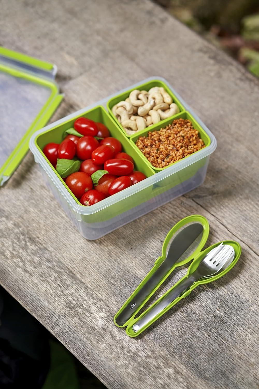 EMSA Clip & Go Lunchbox, 2,2 L, Brotdose mit 3 Einsätzen, 100 Prozent dicht, mit Frischedichtung, Tr