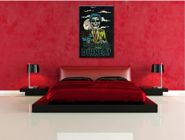Dark Death Date black Leinwandbild Bild auf Leinwand, XXL riesige Bilder fertig gerahmt mit Keilrahm