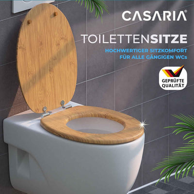 CASARIA® WC Sitz Doppelte Absenkautomatik MDF Holzkern hygienisch Rostfreie Scharniere 175kg Bad Toi