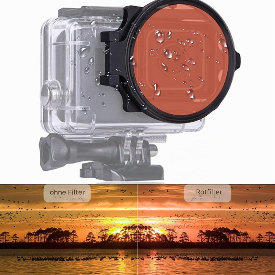 58-mm-Rotfilter, Action-Kamera, 16-Fach Makro-Nahobjektiv, Tauchfilter für Hero 9, für Unterwasserfo
