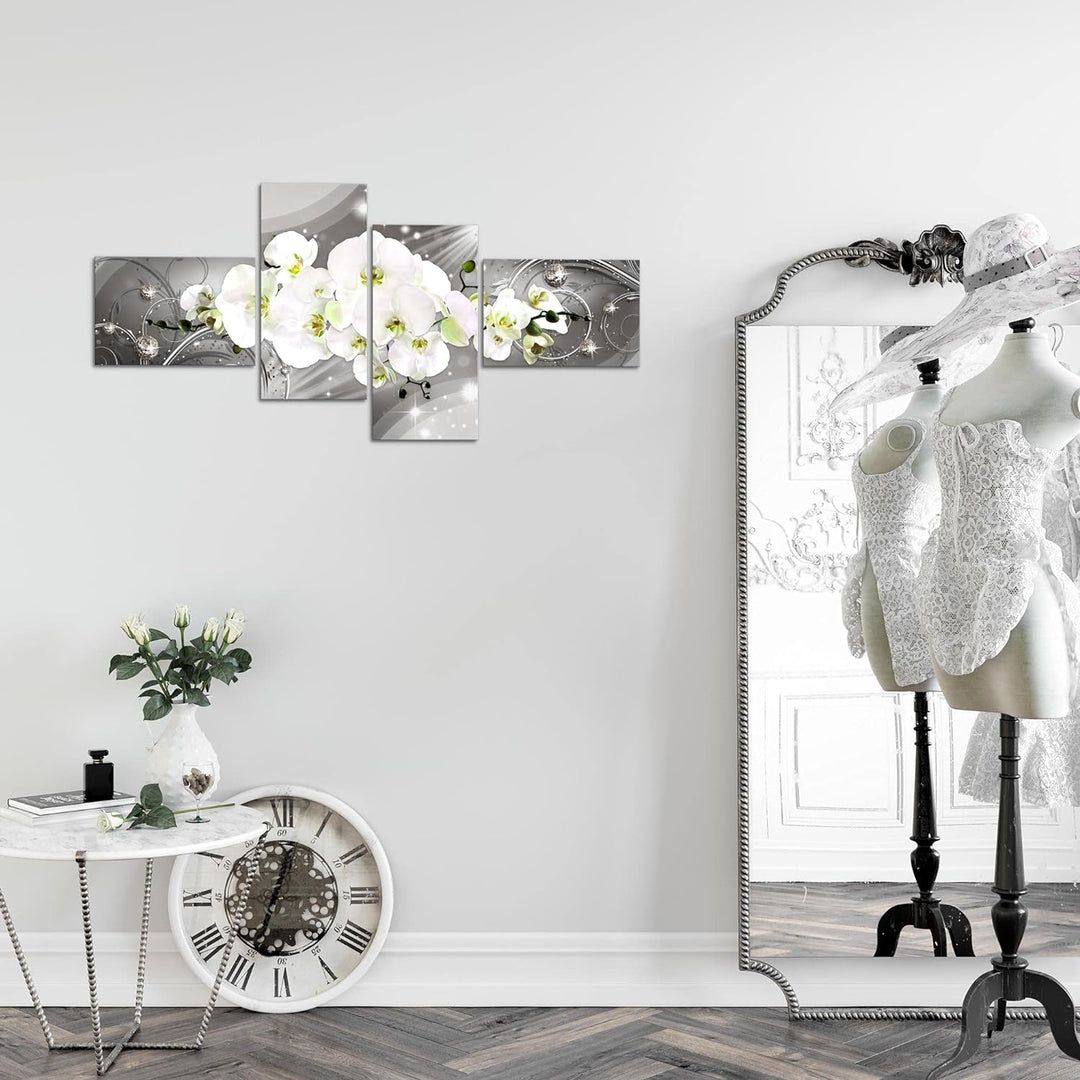 Runa Art Bild Modern Blumen Orchidee - Made in Germany - Wandbilder Abstrakt Grau 4 Teilig 006142b B
