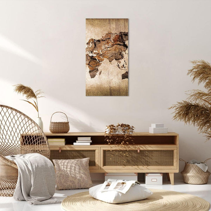 Bilder auf Leinwand 55x100cm Leinwandbild mit Rahmen Karte Welt modern Gross Wanddeko Bild Schlafzim