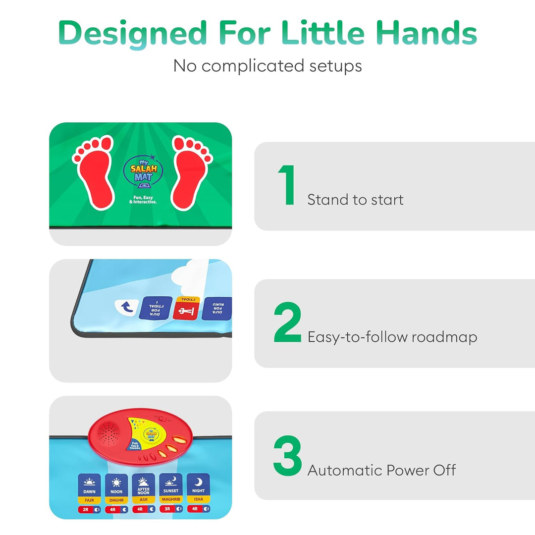 My Salah Mat - Interaktives Prayer Mat & Book für Kinder in 11 Sprachen (Englisch, Französisch, Arab