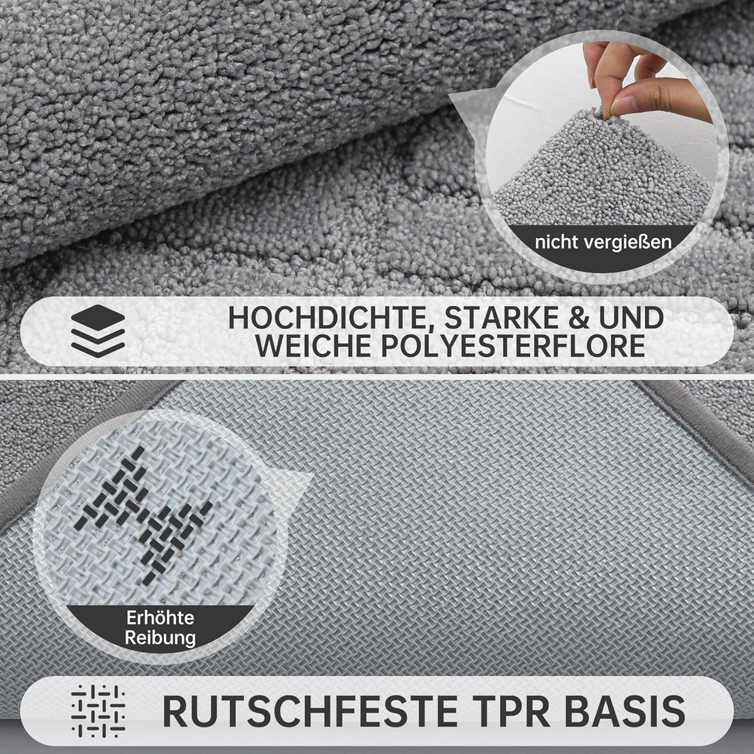 BEQHAUSE Fussmatte Innen, waschbare Sauberlaufmatte TPR rutschfeste Türmatte, Schmutzfangmatte für H