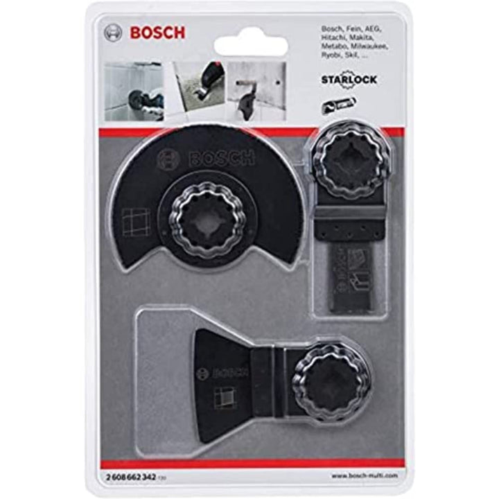 Bosch Professional 3 tlg. Starlock Fliesen Basis Set (für Fliesen, Fräsen, Abschaben, Tauchschneiden
