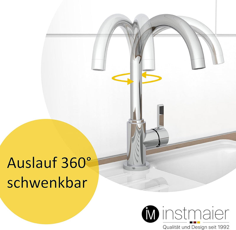 instmaier K3 Küchenarmatur | Wasserhahn Küche | Spültischarmatur mit hohem Auslauf | Armatur für Küc