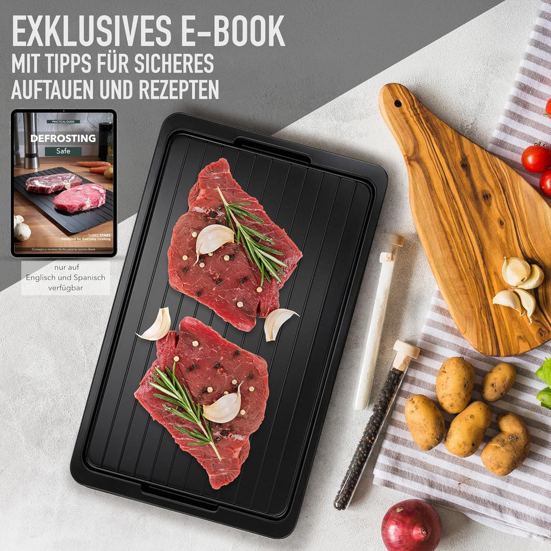 Schnellauftauplatte für Lebensmittel Aluminium Tablett 35,5 x 20,5 x 0,2 cm - Platte für Fleisch + F