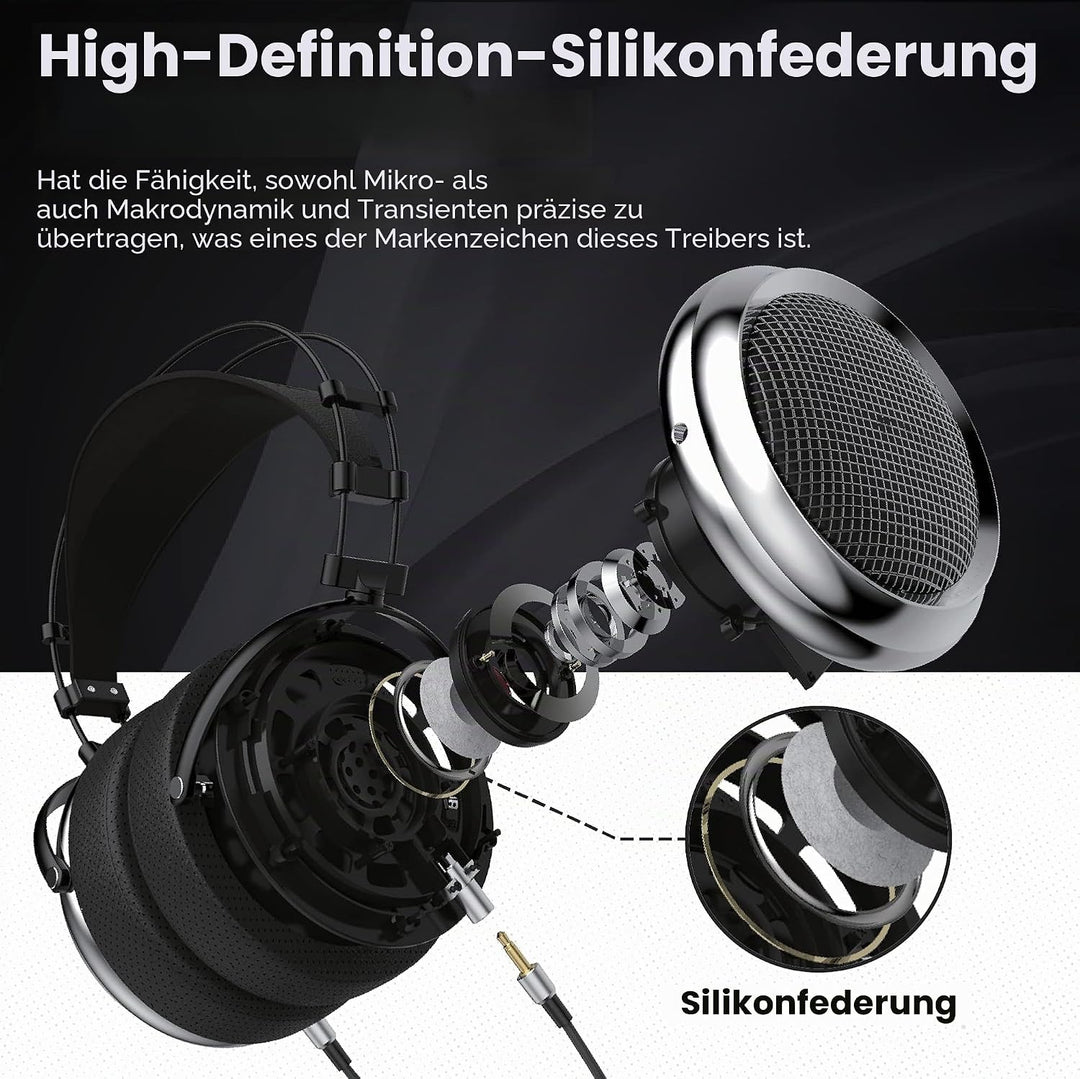 iBasso SR2 High Definition Audiophile Open-Back Kopfhörer, Over-the-Ear Kopfhörer mit Kabeladapter