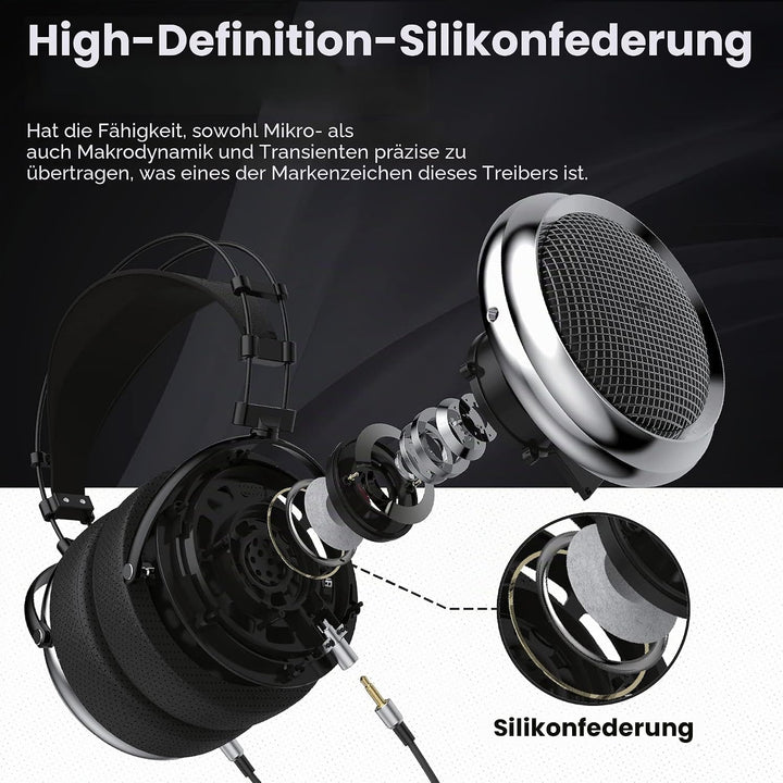 iBasso SR2 High Definition Audiophile Open-Back Kopfhörer, Over-the-Ear Kopfhörer mit Kabeladapter