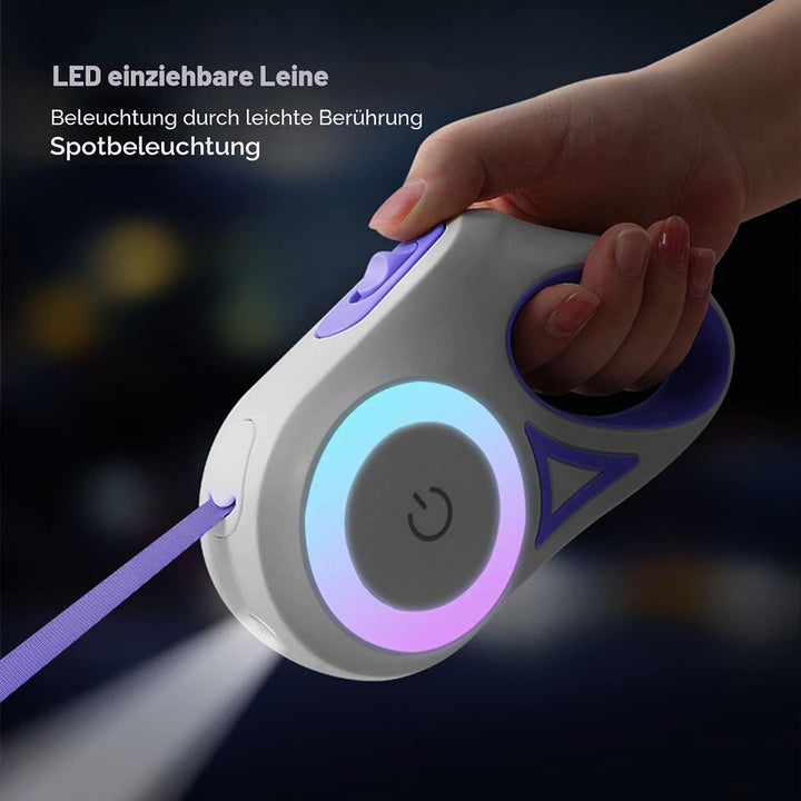 Ausziehbare LED-Hundeleine, Haustier-Leine mit Rutschfestem Griff für Kleine und Mittelgrosse Hunde