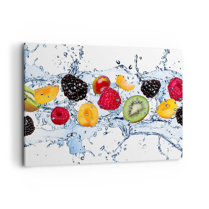 Bilder auf Leinwand 100x70cm Leinwandbild Wasser Früchte frisch Essen Gross Wanddeko Bild Schlafzimm