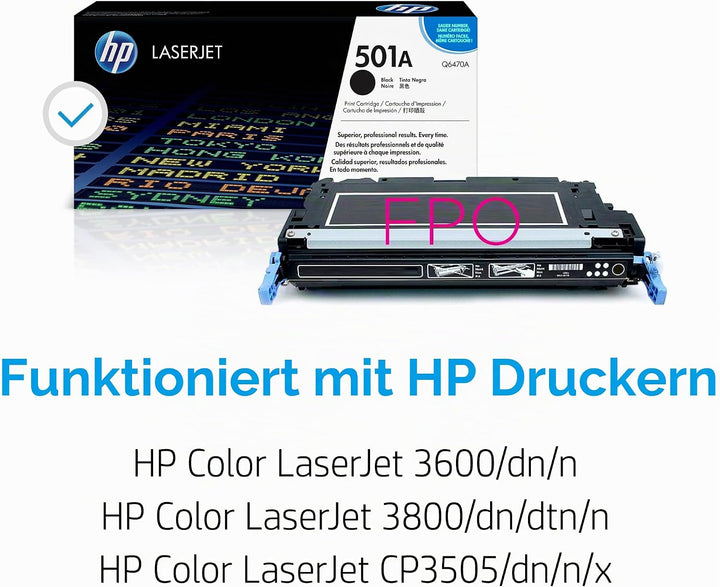 Hewlett-Packard HP 501A (Q6470A) Schwarz Original Toner für HP Color Laserjet 3600, CP3505, Laserjet