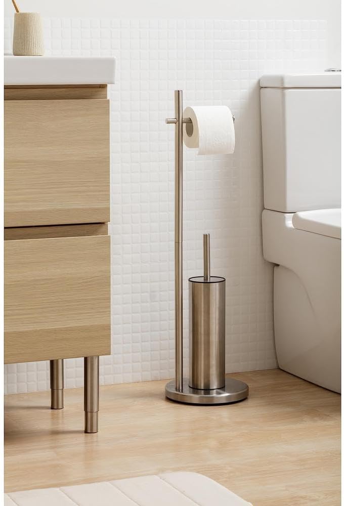 TATAY Stand WC-Garnitur, Toilettenpapierhalter und WC-Bürstenhalter, Ungebohrt, Edelstahl. Masse 20,