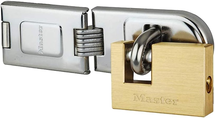 MASTER LOCK - 606720EURD - Vorteilpack: Überfalle + rechteckiges Messing Vorhängeschloss 16 x 4,5 cm