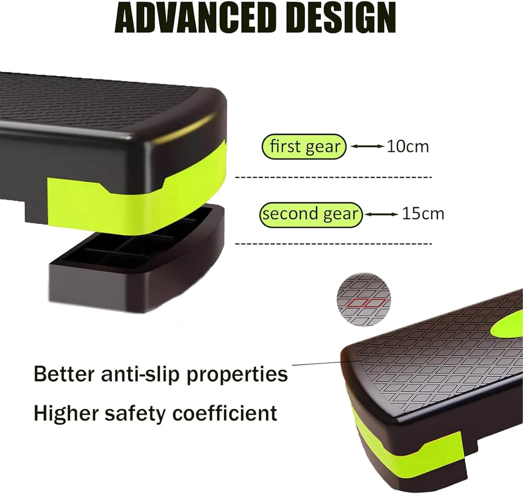 Steppbrett Fitness Aerobic Stepper Höhenverstellbar Step Bench mit 2 Stufen (10/15cm), Hometrainer F