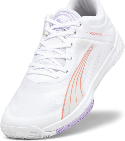 PUMA Unisex Beschleunigt Turbo W+ Hallenturnschuh 38.5 EU Puma White Fire Orchid Vivid Violet Sedate