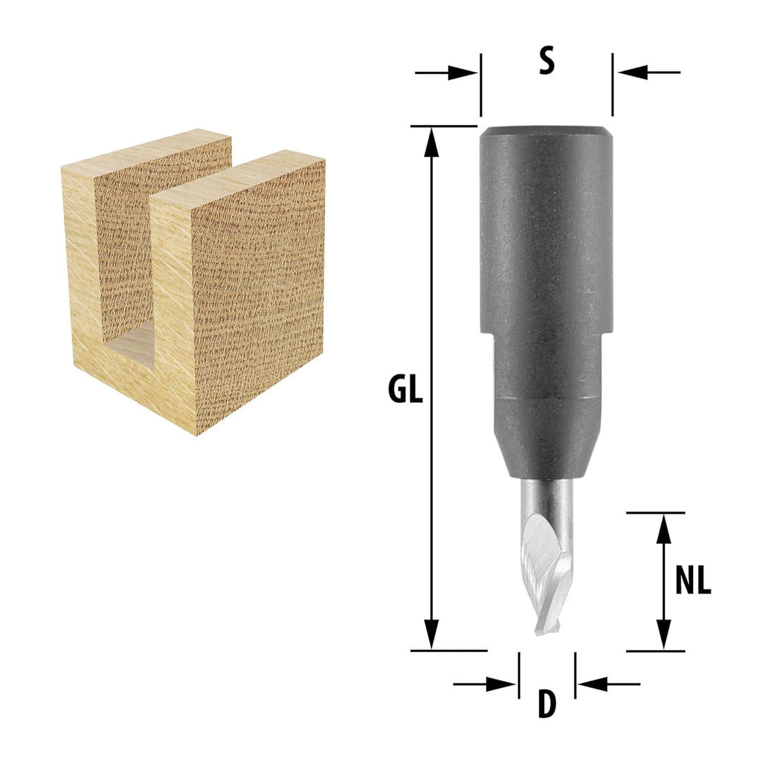 ENT 11354 Nutfräser, Durchmesser (D) 4 mm, NL 11 mm, GL 38 mm für Festool Domino DF500, mit Aufnahme