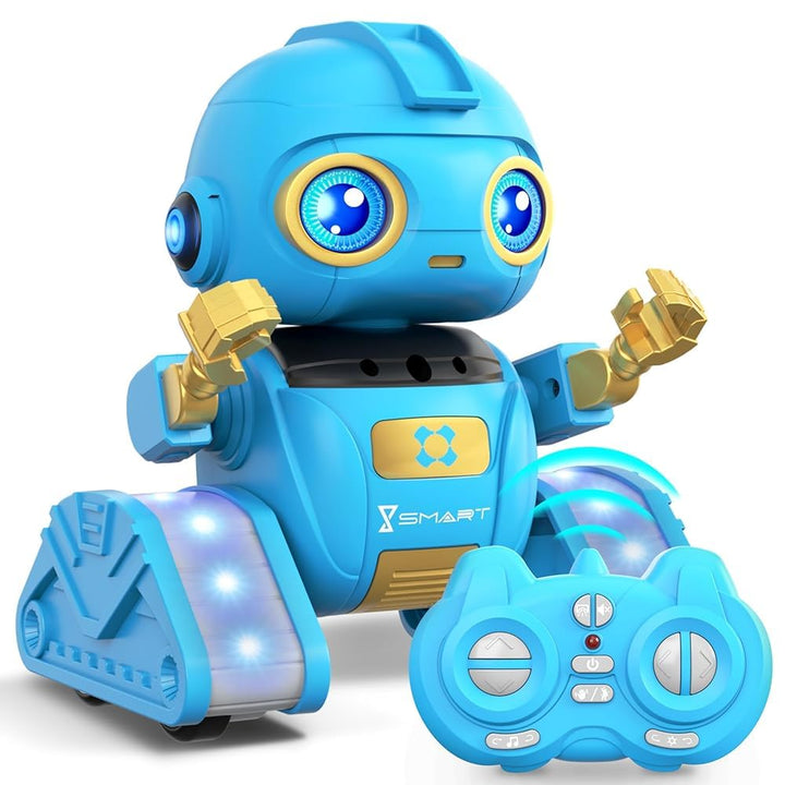 Ophy Roboter Kinder Spielzeug, wiederaufladbar und projizierbar, RC-Roboter mit LED-Augen und Musik,