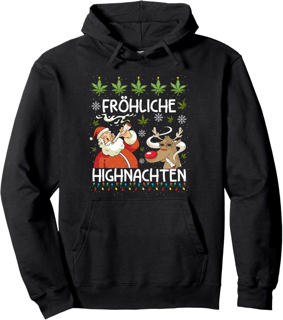 Ugly Christmas Frohe Highnachten Marihuana Weed Geschenk Pullover Hoodie