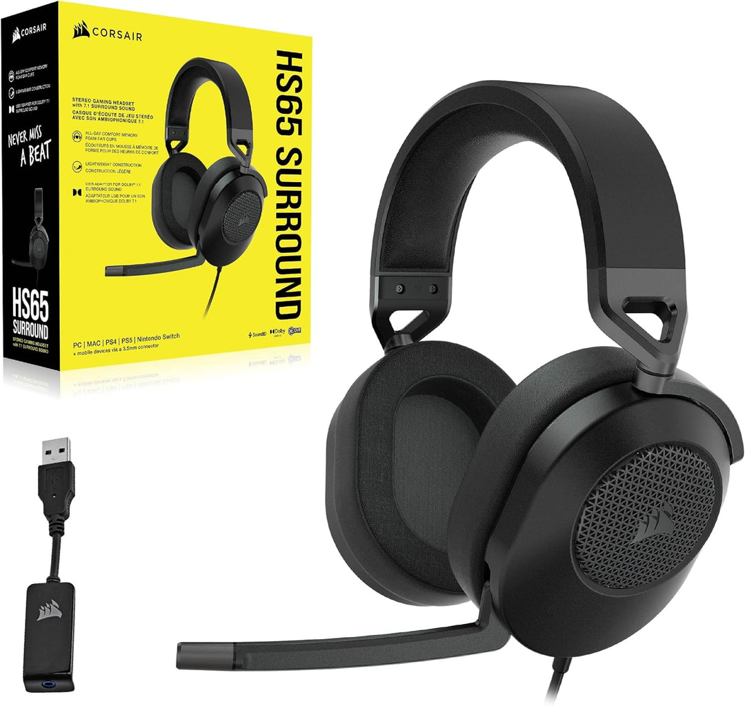 CORSAIR HS65 SURROUND Multiplattform Kabelgebundenes Gaming-Headset - Dolby 7.1 Surround Sound - Son