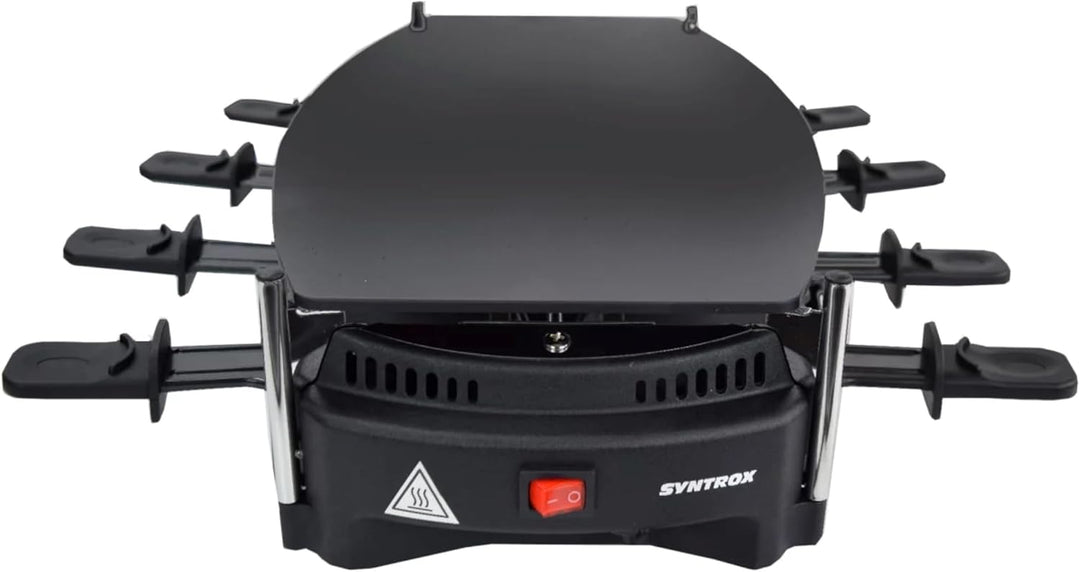 Syntrox Germany Raclette für 8 Personen Wallixa Emailliert, Partygrill mit Glas-Keramik Platte, 1000